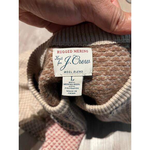 J Crew- Rugged merino wool-blend bird's-eye sweater/ L - Picture 5 of 8